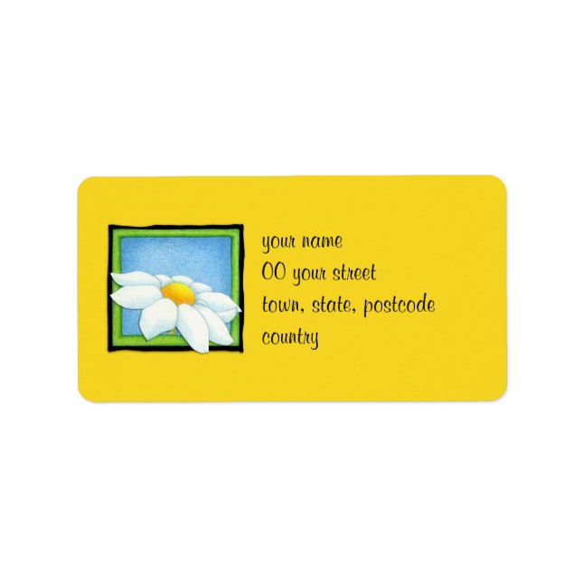 Etiqueta Rótulo de Endereço Amarelo Daisy (Frente)
