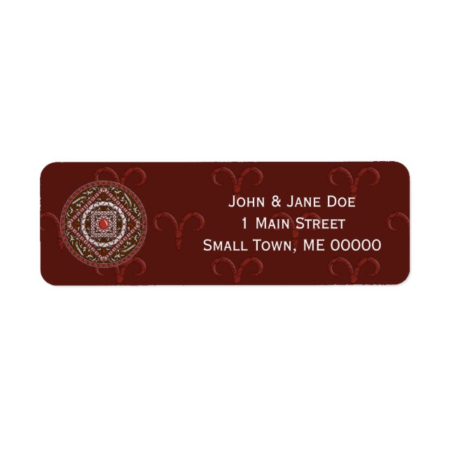 Etiqueta Rótulo de Endereço Aries Mandala (Frente)