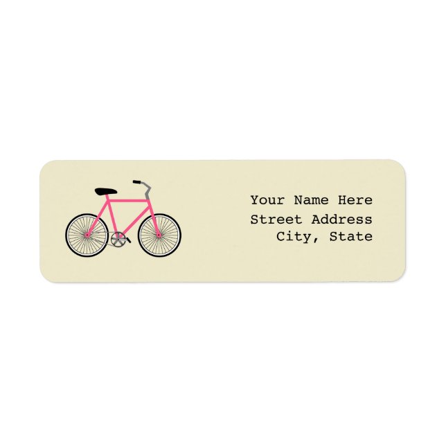 Etiqueta Rótulo de Endereço Bicicleto Rosa Quente (Frente)