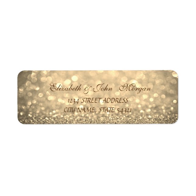 Etiqueta Rótulo de Endereço Bokeh Glamouroso Elegante e Bri (Frente)