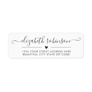 Etiqueta Rótulo de Endereço Cardíaco de Script de Caligrafi