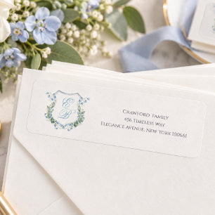 Etiqueta Rótulo de Endereço Clássico Floral Crest de Casame