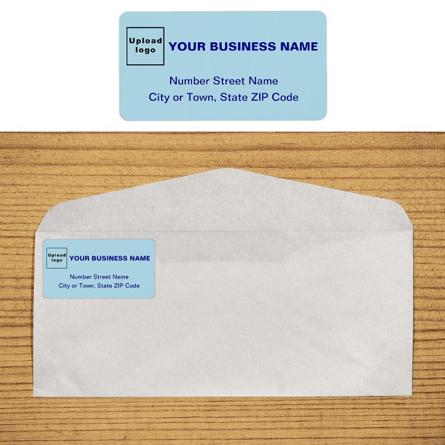 Etiqueta Rótulo de Endereço Comercial Azul Monocromático (Monochrome blue business address label on envelope)
