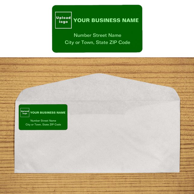 Etiqueta Rótulo de endereço comercial verde monocromático (Monochrome green business address label on envelope)