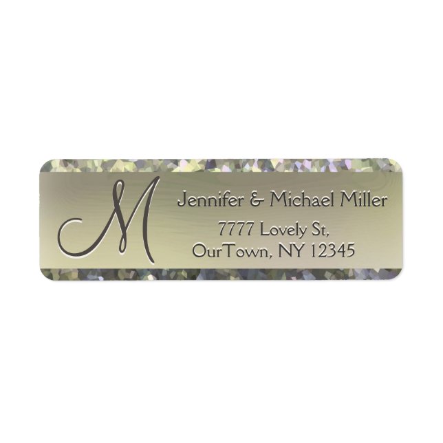 Etiqueta Rótulo de Endereço da Glitter do Shimmer Dourado (Frente)