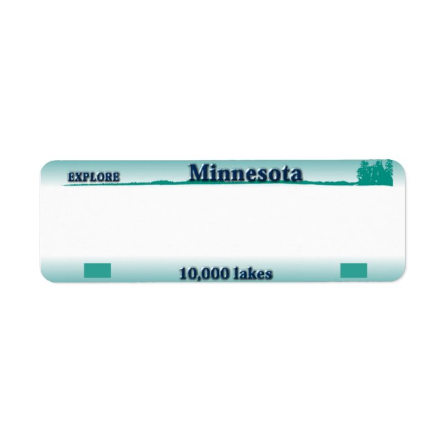 Etiqueta Rótulo de Endereço da Placa de Licença de Minnesot (Frente)