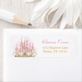 Etiqueta Rótulo de Endereço da Princesa Castle Festa de ani