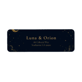 Etiqueta Rótulo de Endereço de Casamento Celestial Meia-Noi