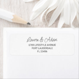 Etiqueta Rótulo de Endereço de Casamento com Letra Elegante