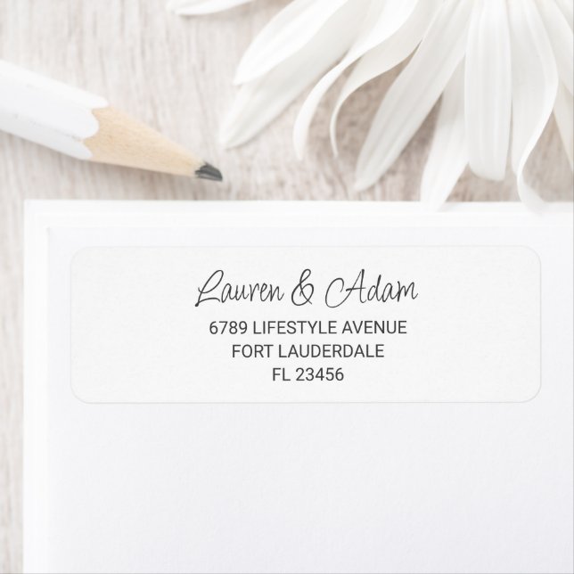 Etiqueta Rótulo de Endereço de Casamento com Letra Elegante (Insitu)