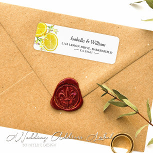 Etiqueta Rótulo de Endereço de Casamento de Lemon Boho Su