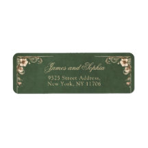 Rótulo de Endereço de Casamento Esmeralda Vintage