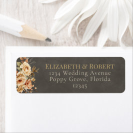 Etiqueta Rótulo de Endereço de Casamento Floral Bege Elegan