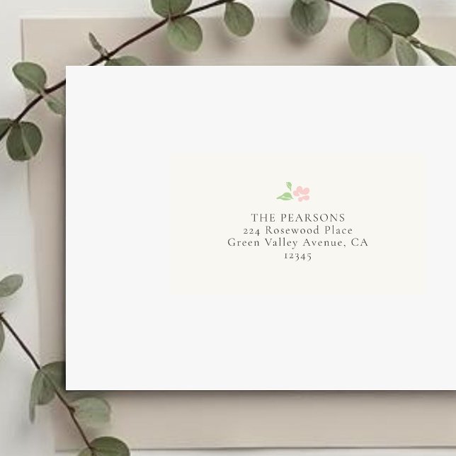 Etiqueta Rótulo de Endereço de Casamento Floral Simples | M (Criador carregado)