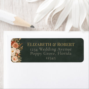 Etiqueta Rótulo de Endereço de Casamento Floral Verde Bruxa