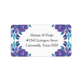 Etiqueta Rótulo de Endereço de Casamento Pelas Flores Roxas