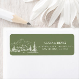 Etiqueta Rótulo de Endereço de Casamento Sage Mountain
