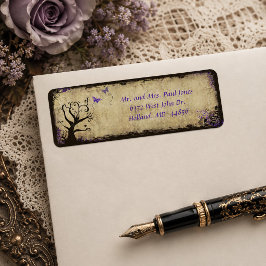 Etiqueta Rótulo de Endereço de Casamento Vintage Borboleta