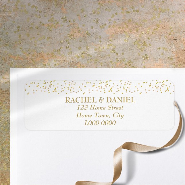 Etiqueta Rótulo de Endereço de Confetti de Pó Dourada (Gold Dust Confetti Address Label)