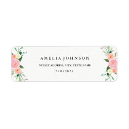 Etiqueta Rótulo de Endereço de Cores Aquáticas Florais de F