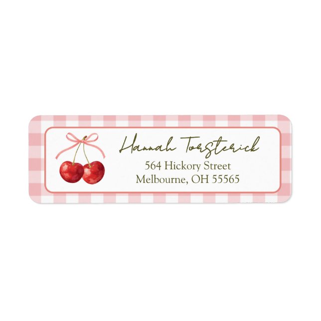 Etiqueta rótulo de endereço de devolução Cherry Sweet (Frente)