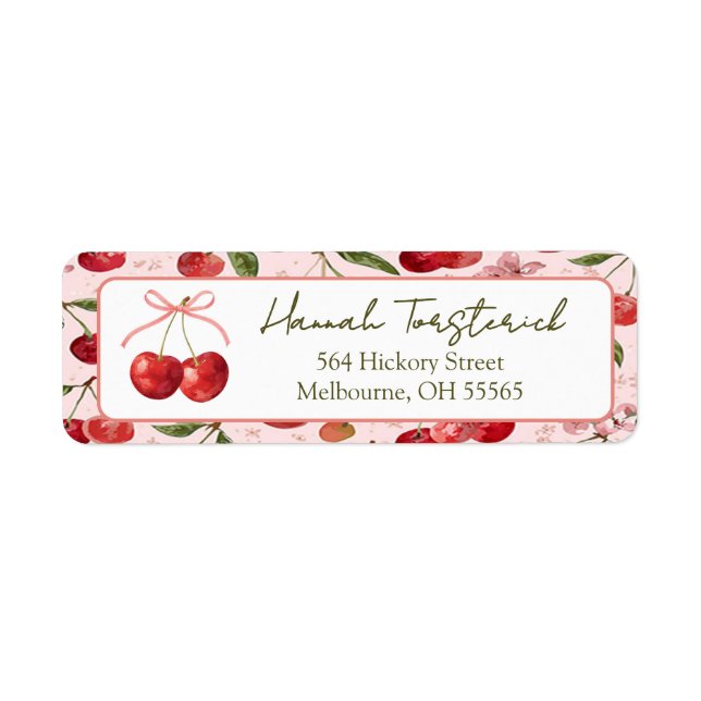 Etiqueta Rótulo de endereço de devolução Cherry Sweet (Frente)