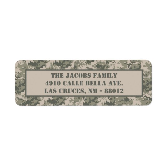Etiqueta Rótulo de endereço de devolução da Camo ACU ARMY A (Frente)