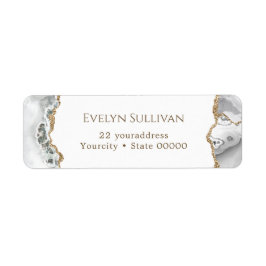 Etiqueta Rótulo de endereço de devolução de agata branca