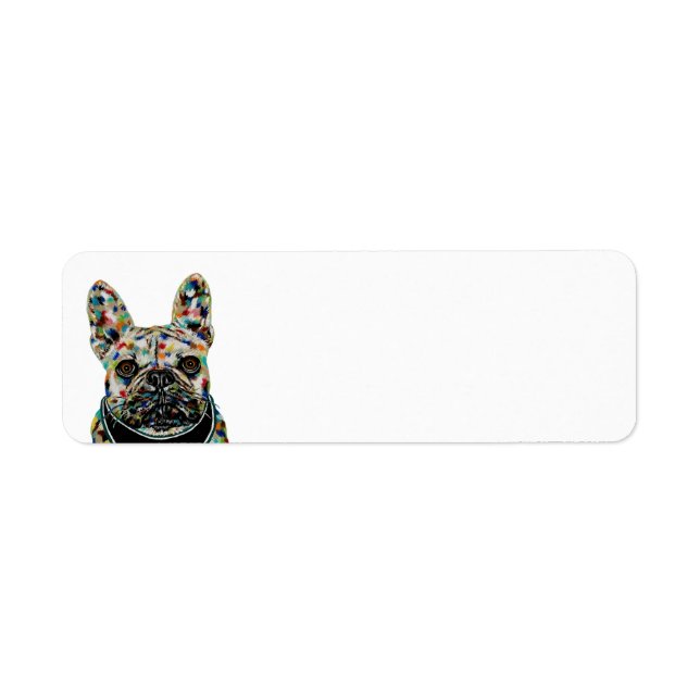 Etiqueta Rótulo de Endereço de Devolução de Buldogue Francê (Frente)
