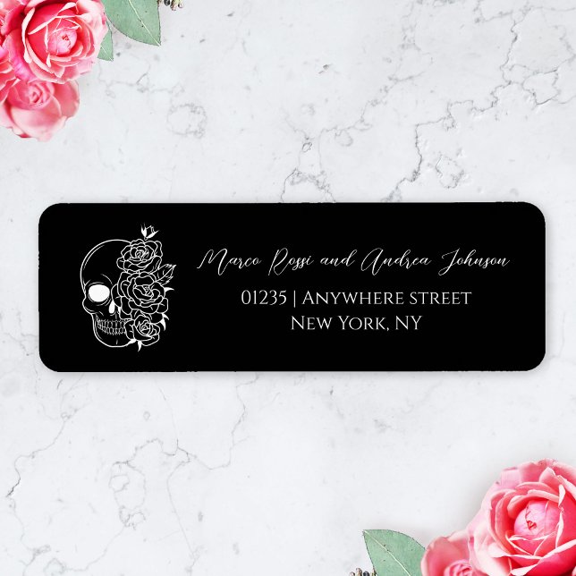 Etiqueta Rótulo de Endereço de Devolução de Casais Góticos  (gothic wedding address sticker)