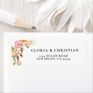 Etiqueta Rótulo de Endereço de Devolução de Casamento Flora