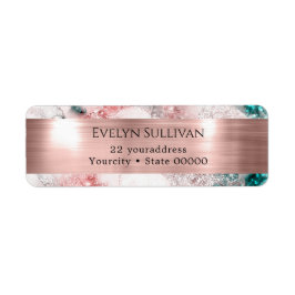 Etiqueta Rótulo de endereço de devolução de cor d'água rosa