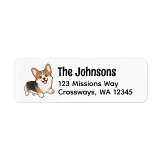 Etiqueta Rótulo de Endereço de Devolução de Corgi Fofo