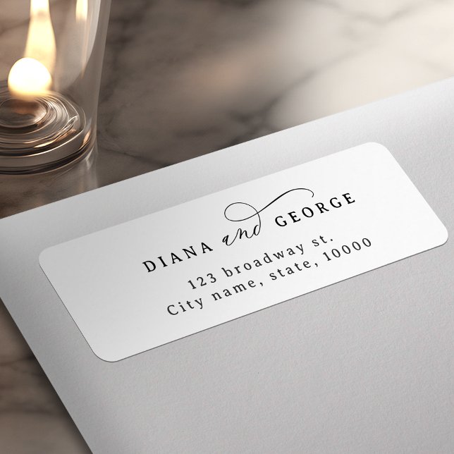 Etiqueta Rótulo de endereço de devolução de elegante escrit (Elegant Swirl Script Simple return address label)