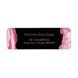 Etiqueta Rótulo de endereço de devolução de goma-rosa e dou