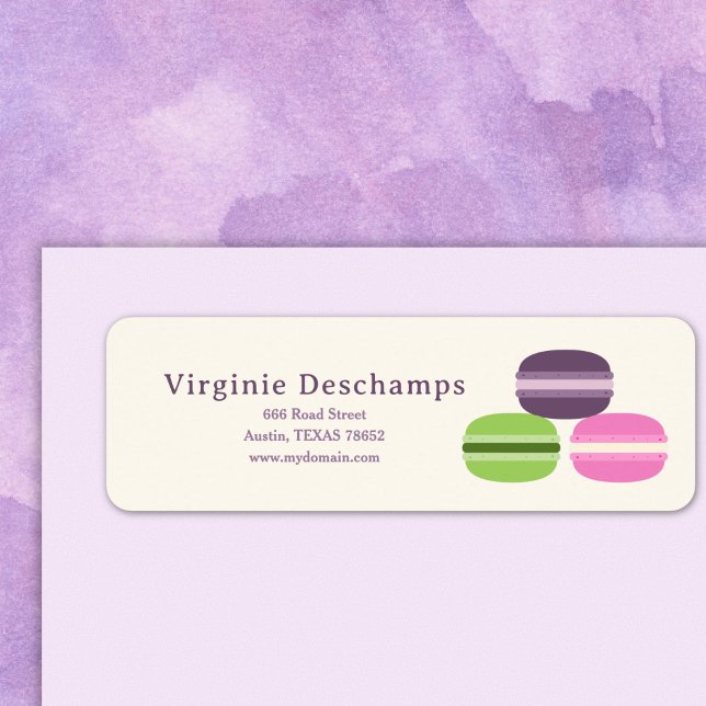 Etiqueta Rótulo de Endereço de Devolução de Macarons France (French Macarons Return Address Label)