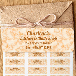 Etiqueta Rótulo de Endereço de Devolução de Marble Laranja