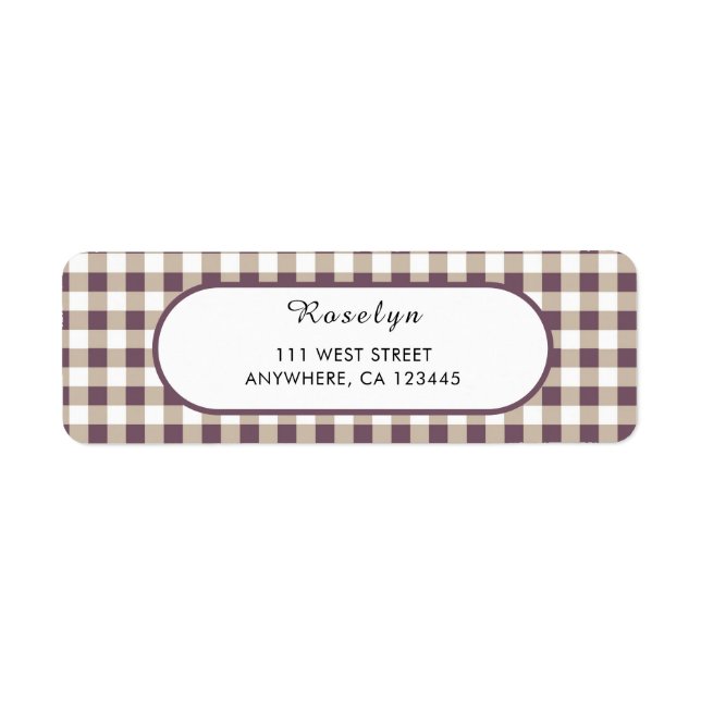 Etiqueta Rótulo de endereço de devolução de Natal em xadrez (Frente)
