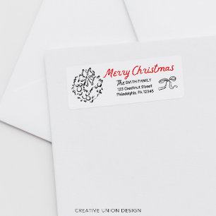 Etiqueta Rótulo de Endereço de Devolução de Natal Merry Dra