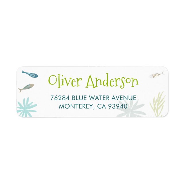 Etiqueta Rótulo de Endereço de Devolução de Peixe Azul 2 (Frente)