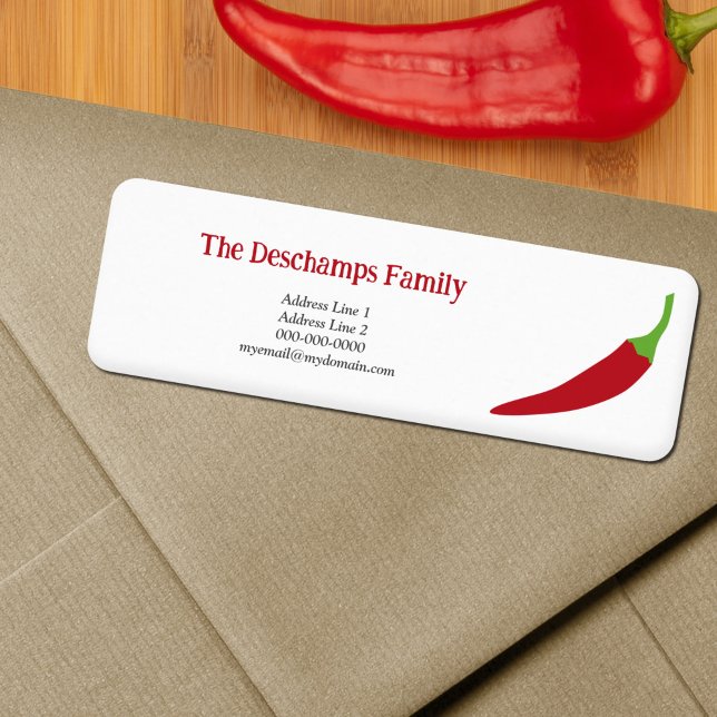 Etiqueta Rótulo de Endereço de Devolução de Pepper Vermelho (Red Chili Pepper Return Address Label)