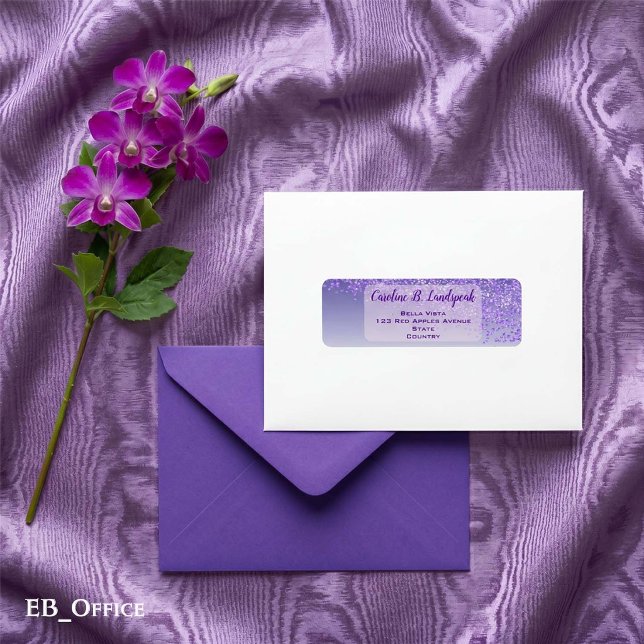 Etiqueta Rótulo de Endereço de Devolução Elegante Congelado (Purple Glitter Labels: 
2.25” L x 0.75” W
•	30 labels per sheet
•	Sheet: 8.5” L x 11” W
)