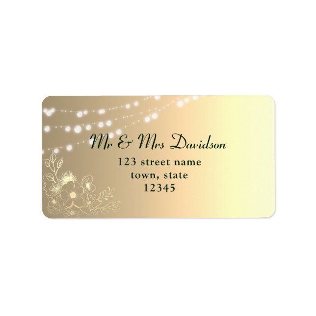Etiqueta Rótulo de Endereço de Devolução em Floral Dourado (Frente)