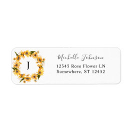 Etiqueta Rótulo de Endereço de Devolução Floral de Girassol