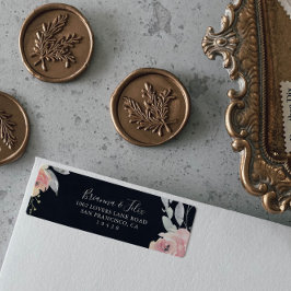 Etiqueta Rótulo de Endereço de Devolução Floral Rosa Blush