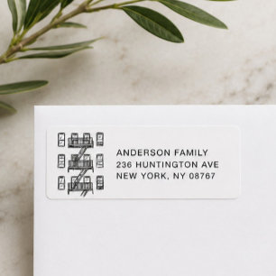 Etiqueta Rótulo de Endereço de Devolução Moderno de NYC