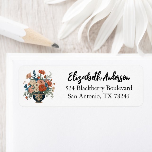 Etiqueta Rótulo de Endereço de Devolução Personalizado Flor (Insitu)