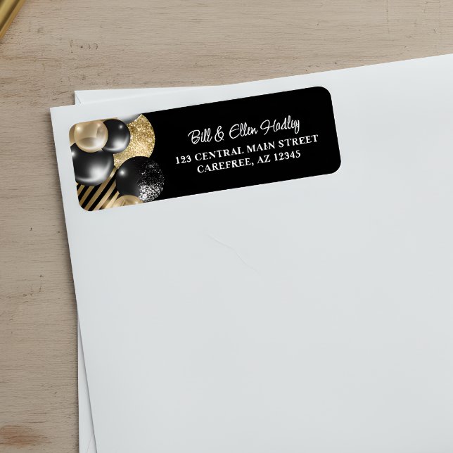 Etiqueta Rótulo de Endereço de Devolução Preto e Dourado El (Criador carregado)