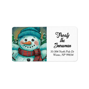 Etiqueta Rótulo de Endereço de Devolução Snowman congelado