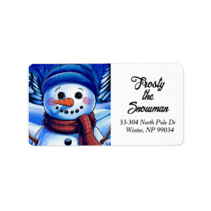 Etiqueta Rótulo de Endereço de Devolução Snowman congelado